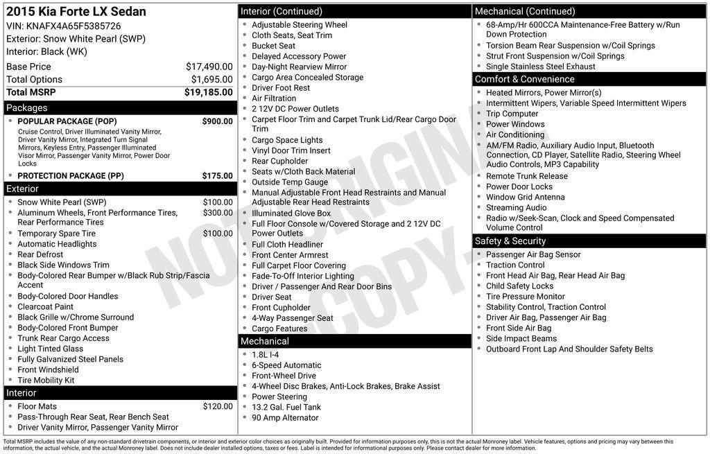 used 2015 Kia Forte car, priced at $9,446