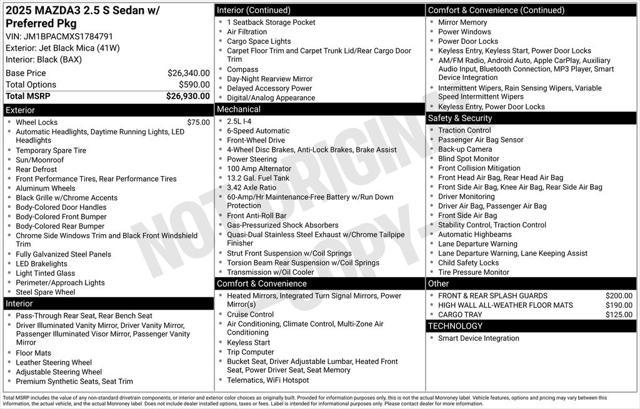 new 2025 Mazda Mazda3 car, priced at $26,533