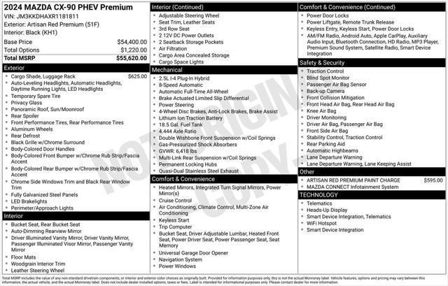 new 2024 Mazda CX-90 PHEV car, priced at $52,359