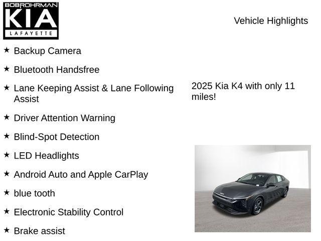 new 2025 Kia K4 car, priced at $22,099