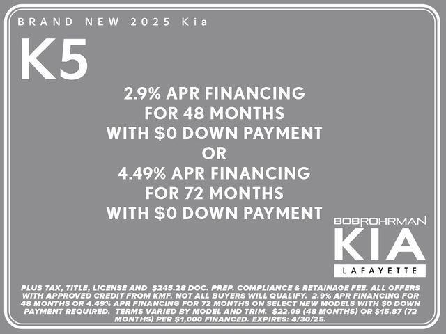 new 2025 Kia K5 car, priced at $31,245