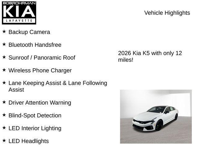 new 2026 Kia K5 car, priced at $36,900