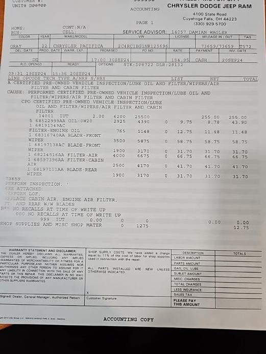 used 2022 Chrysler Pacifica car, priced at $23,335