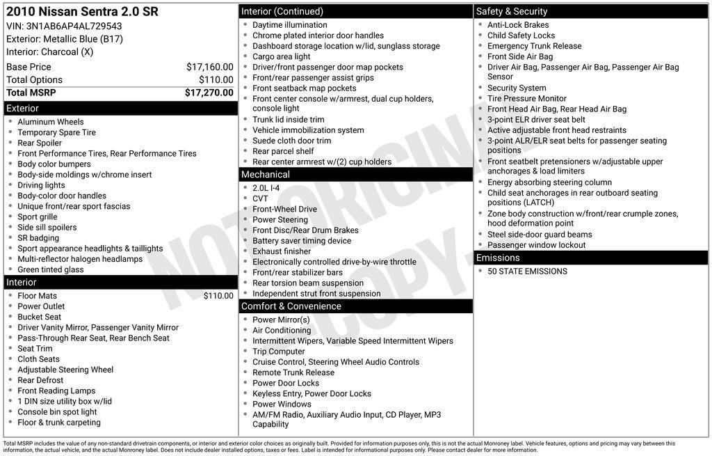 used 2010 Nissan Sentra car, priced at $4,857