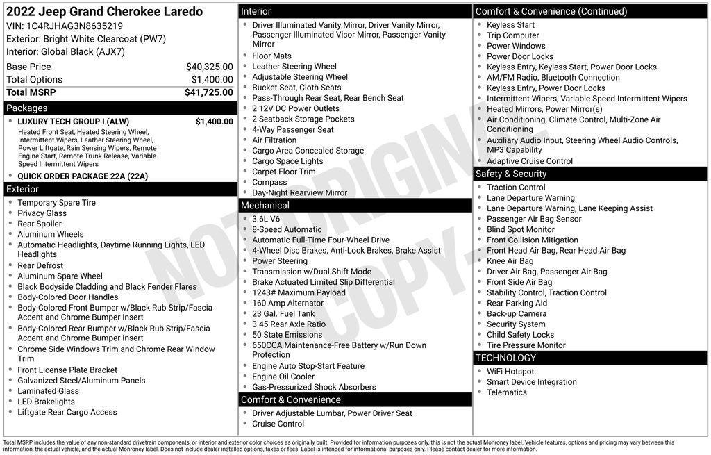 used 2022 Jeep Grand Cherokee car, priced at $29,347