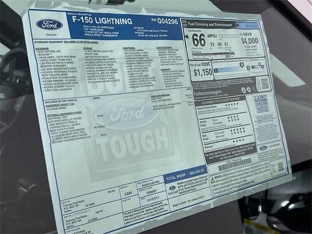 new 2024 Ford F-150 Lightning car, priced at $92,180