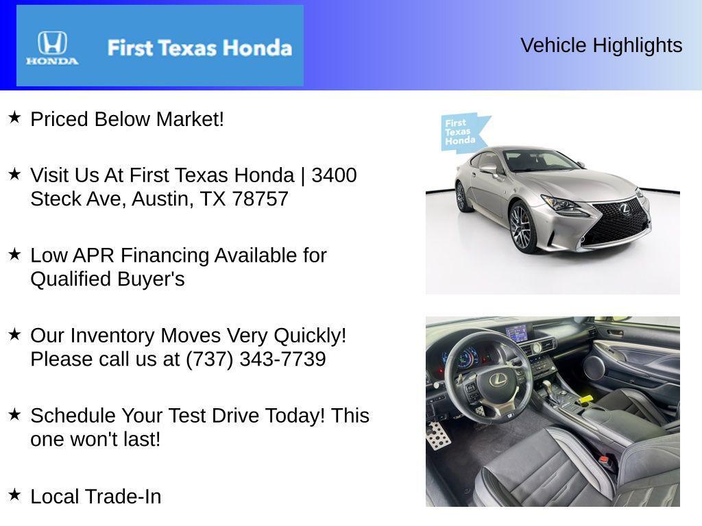 used 2015 Lexus RC 350 car, priced at $23,987