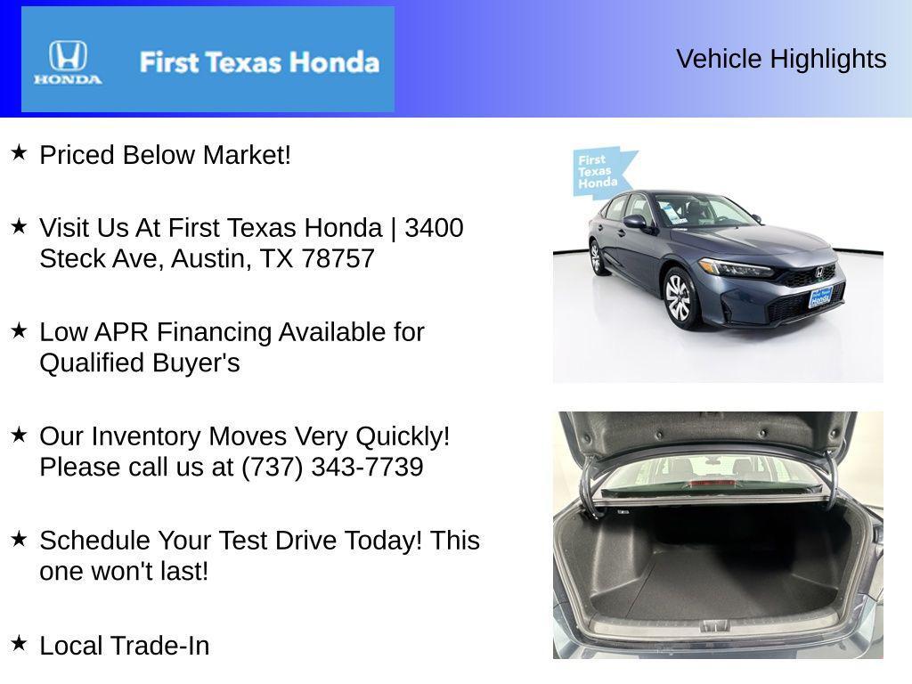new 2026 Honda Civic car, priced at $25,790