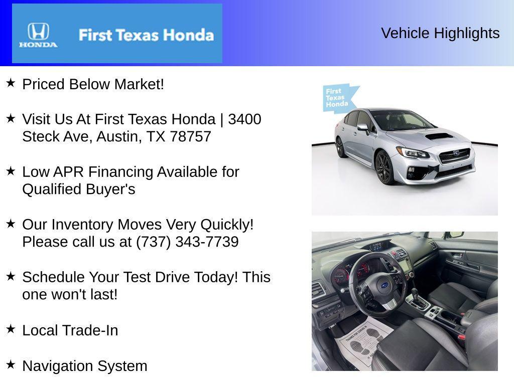 used 2017 Subaru WRX car, priced at $18,997