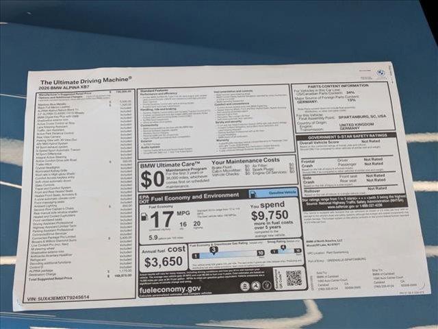 new 2026 BMW ALPINA XB7 car, priced at $168,975