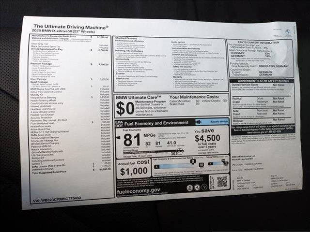 new 2025 BMW iX car, priced at $99,990