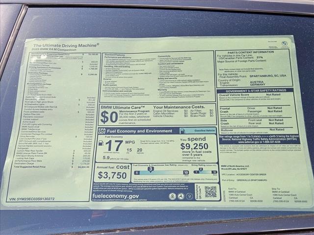 new 2025 BMW X4 M car, priced at $94,800