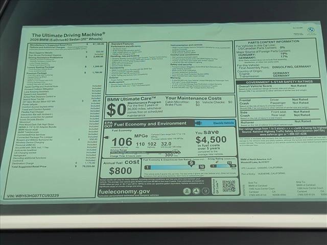 new 2026 BMW i5 car, priced at $76,225