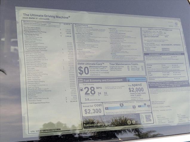 new 2025 BMW X1 car, priced at $50,340