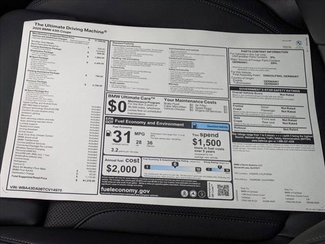 new 2026 BMW 430 car, priced at $61,370