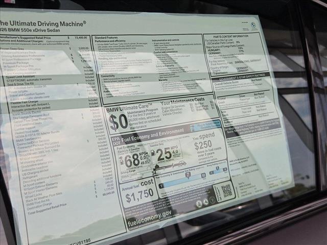new 2026 BMW 550e car, priced at $88,040
