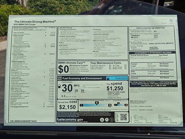 new 2025 BMW 230 car, priced at $52,315