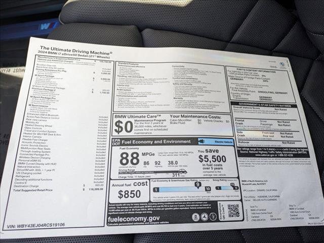 new 2024 BMW i7 car, priced at $116,595