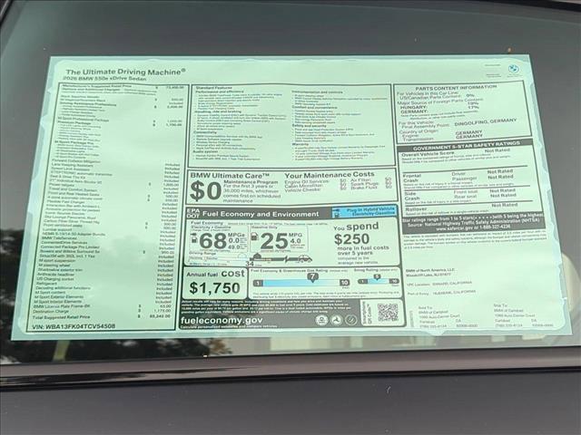 new 2026 BMW 550e car, priced at $85,240