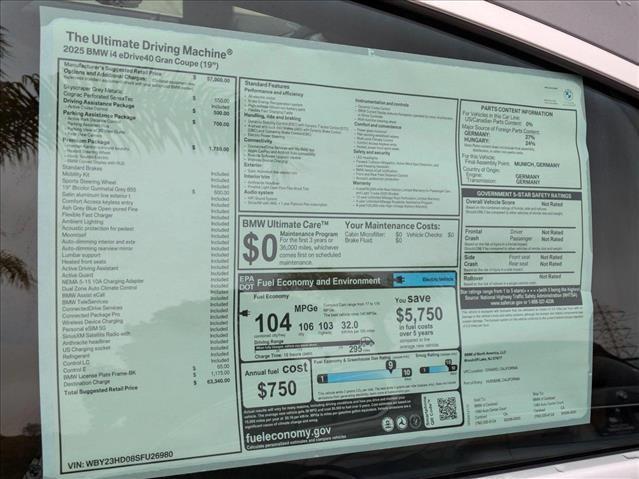 new 2025 BMW i4 Gran Coupe car, priced at $63,340