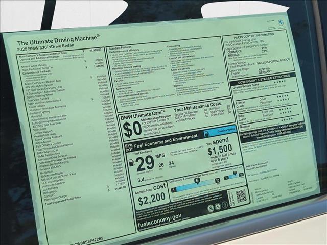 new 2025 BMW 330 car, priced at $51,425