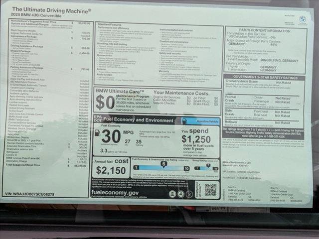 new 2025 BMW 430 car, priced at $66,315