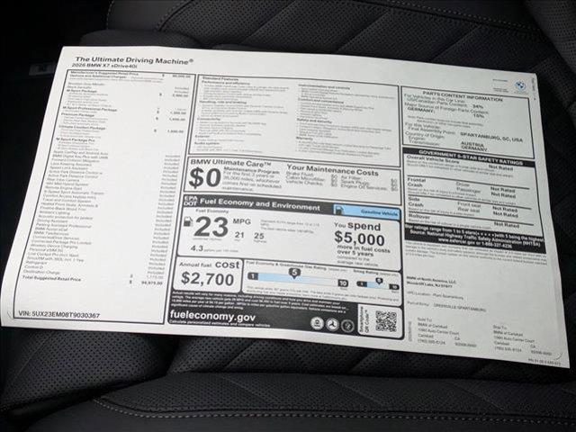 new 2026 BMW X7 car, priced at $94,975