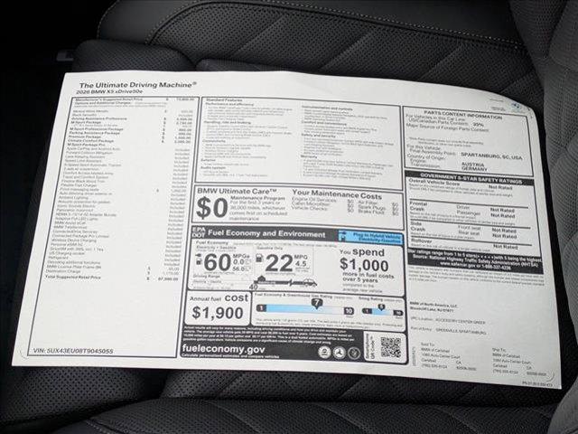 new 2026 BMW X5 PHEV car, priced at $87,990