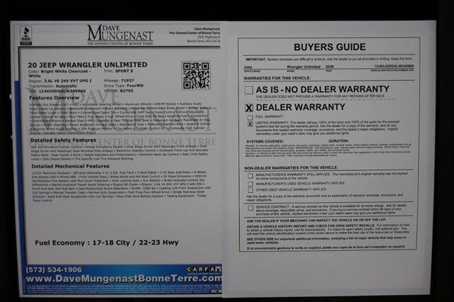 used 2020 Jeep Wrangler Unlimited car, priced at $24,850