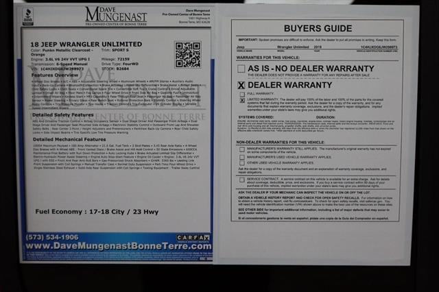 used 2018 Jeep Wrangler Unlimited car, priced at $22,995