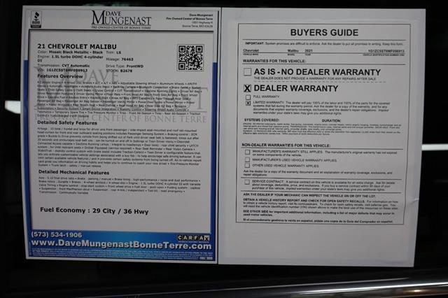 used 2021 Chevrolet Malibu car, priced at $16,595