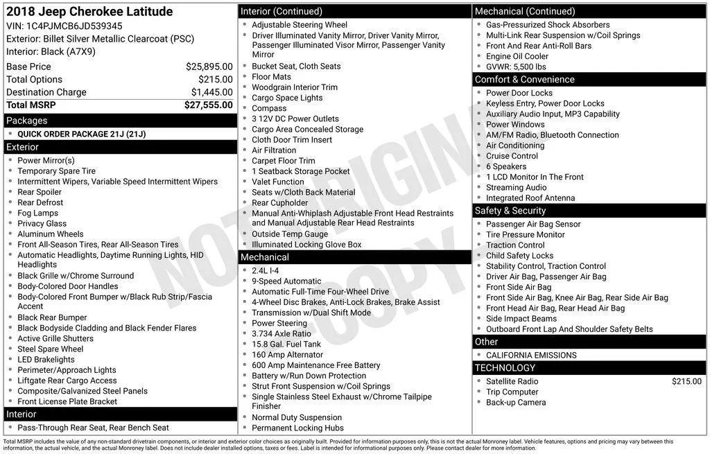 used 2018 Jeep Cherokee car, priced at $11,930