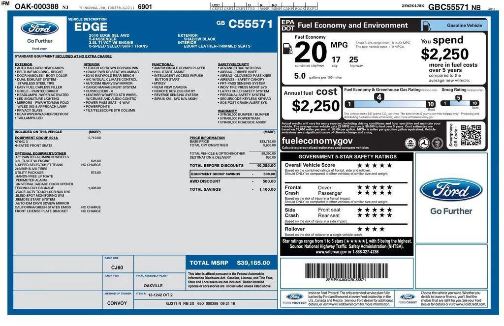 used 2016 Ford Edge car, priced at $10,553