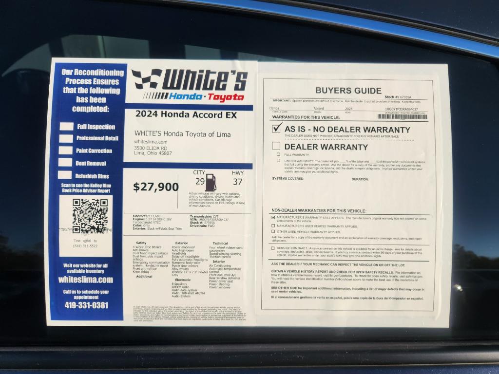 used 2024 Honda Accord car, priced at $26,900