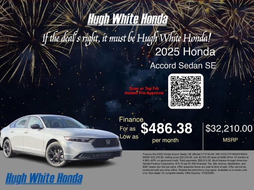new 2025 Honda Accord car, priced at $32,210