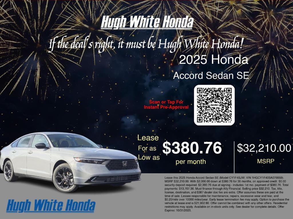 new 2025 Honda Accord car, priced at $32,210