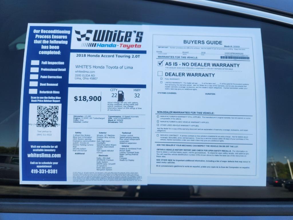 used 2018 Honda Accord car, priced at $18,900