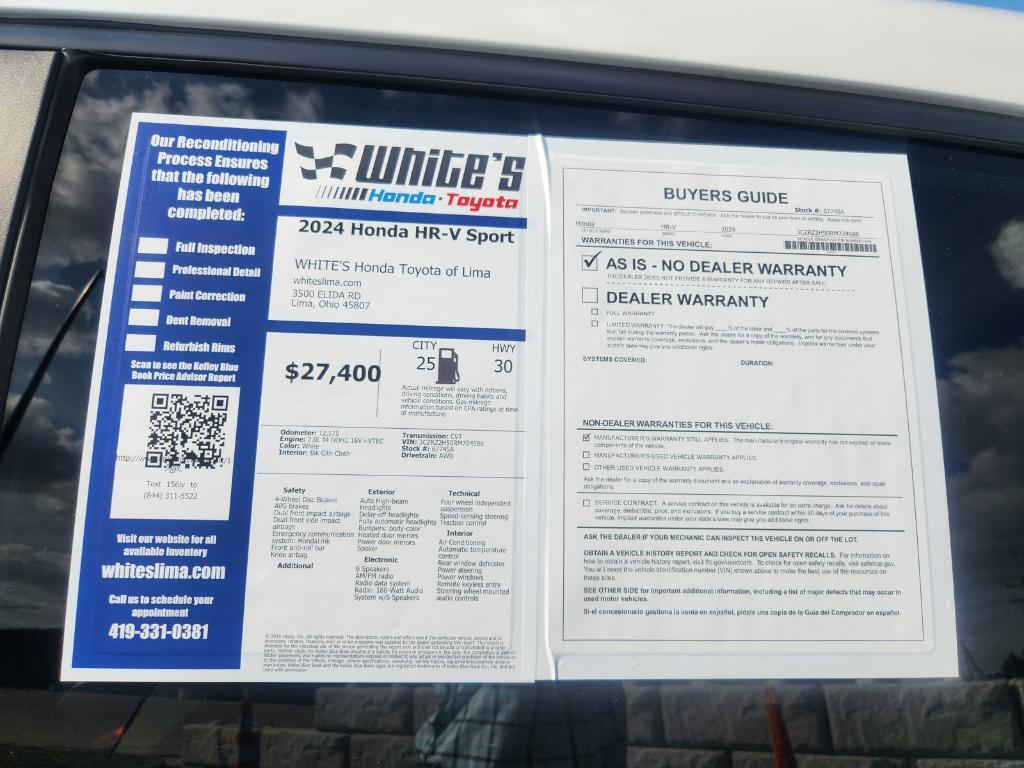 used 2024 Honda HR-V car, priced at $27,400