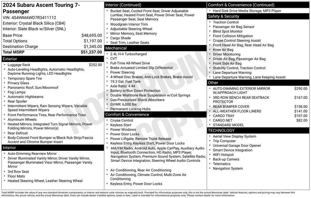 used 2024 Subaru Ascent car, priced at $36,158