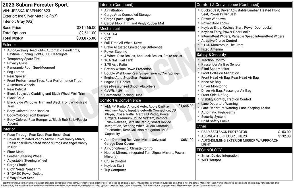used 2023 Subaru Forester car, priced at $27,186