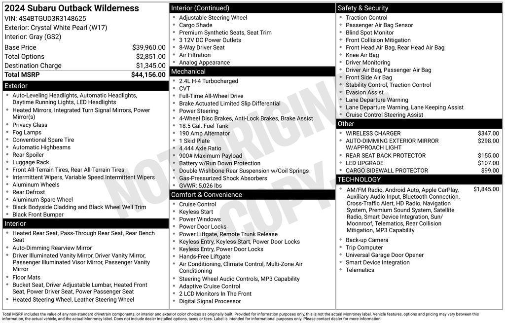 used 2024 Subaru Outback car, priced at $31,418
