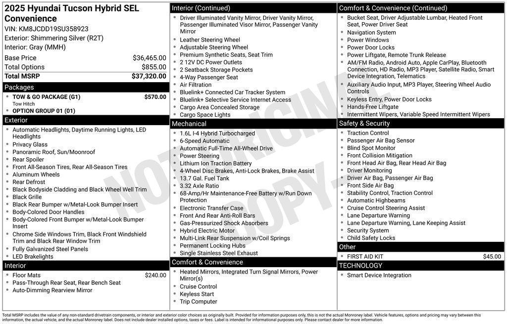 new 2025 Hyundai TUCSON Hybrid car, priced at $34,693