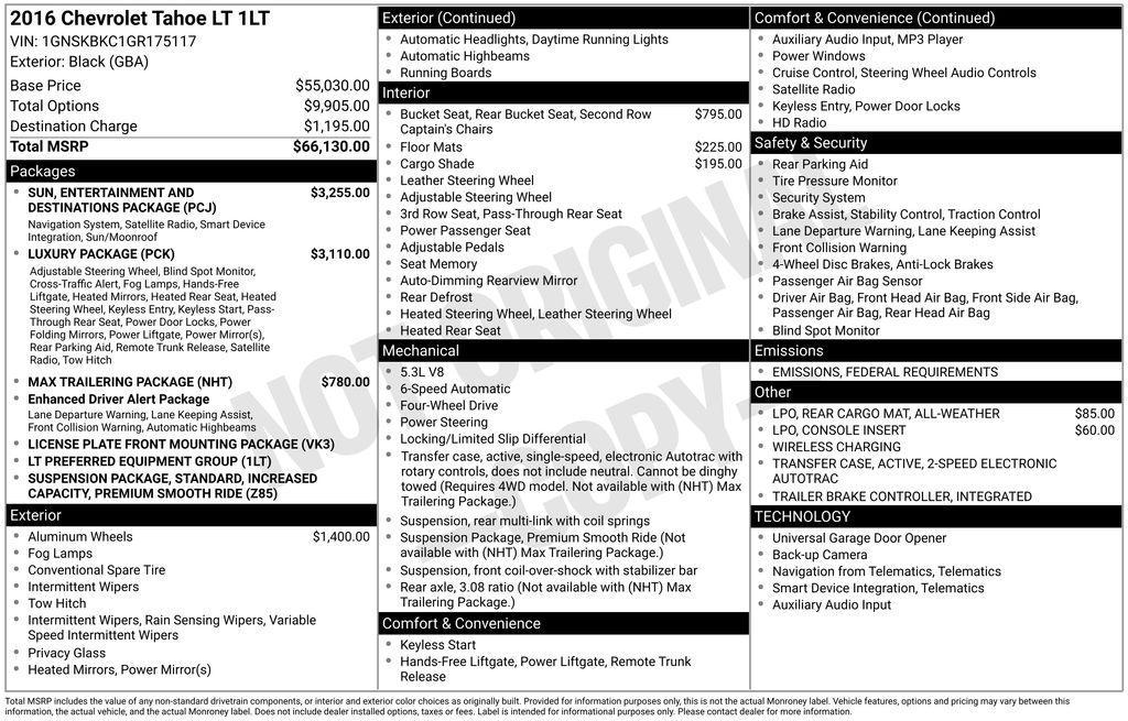 used 2016 Chevrolet Tahoe car, priced at $15,284