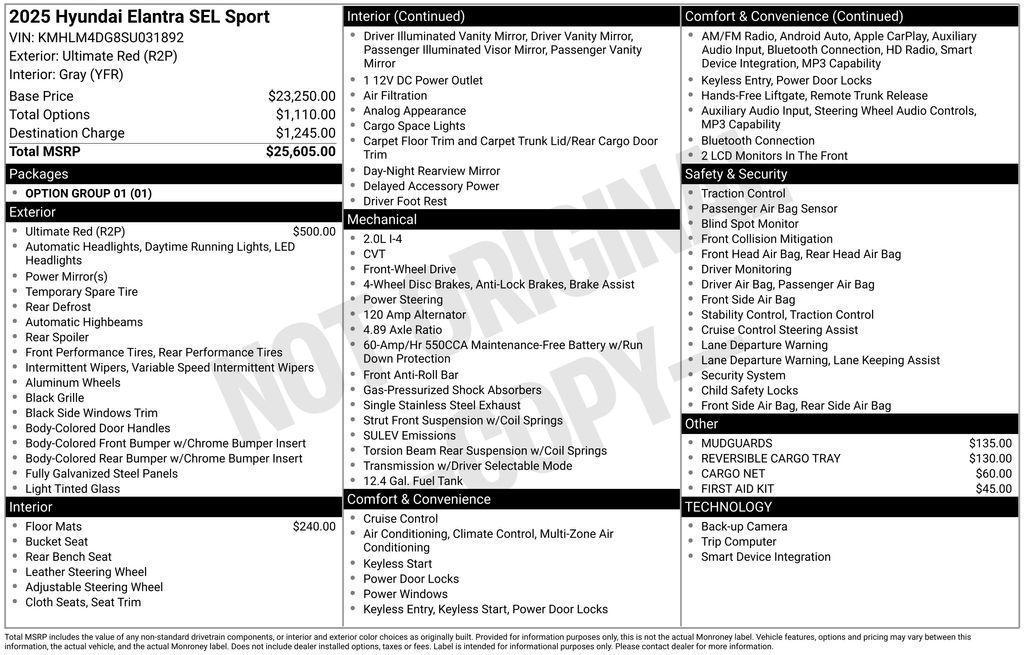 new 2025 Hyundai Elantra car, priced at $23,041