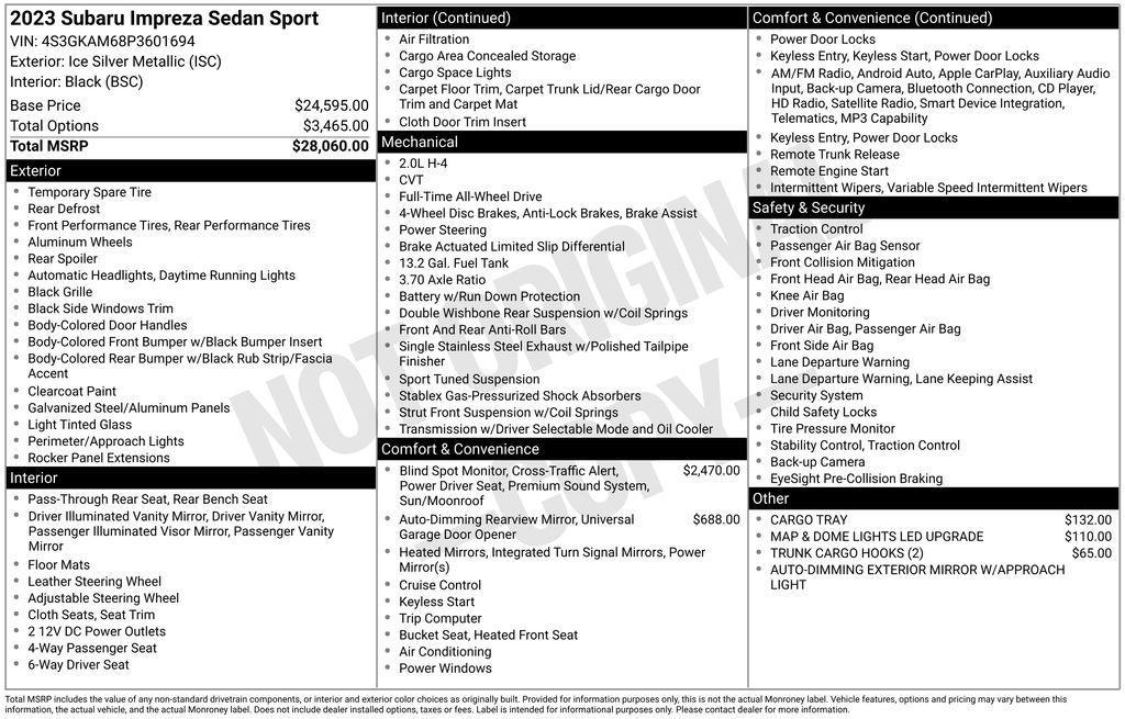 used 2023 Subaru Impreza car, priced at $24,077