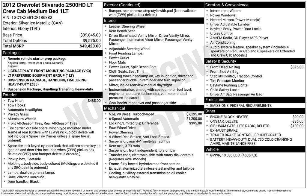 used 2012 Chevrolet Silverado 2500 car, priced at $23,175