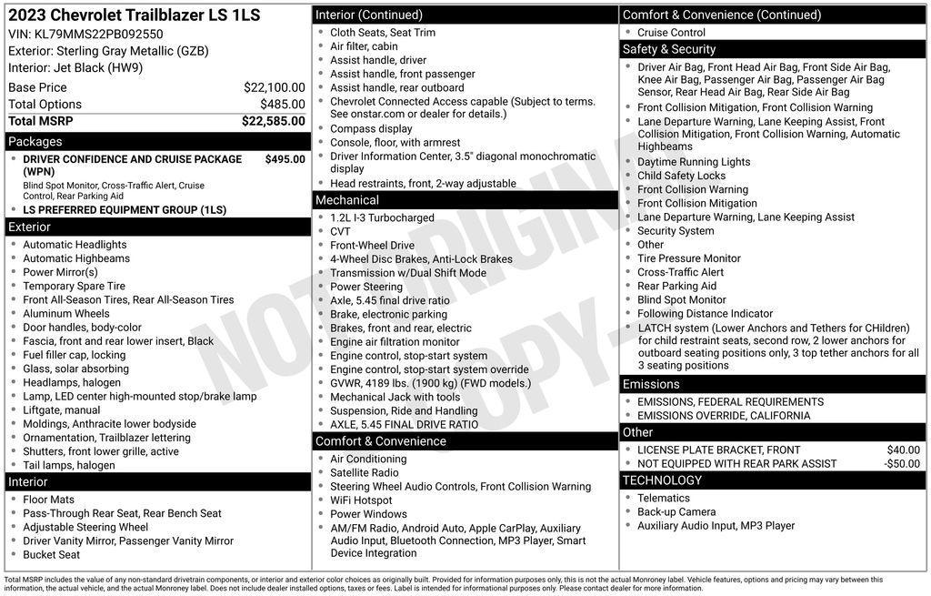 used 2023 Chevrolet TrailBlazer car, priced at $20,213