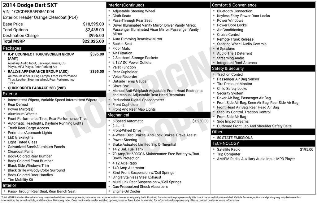 used 2014 Dodge Dart car, priced at $7,832