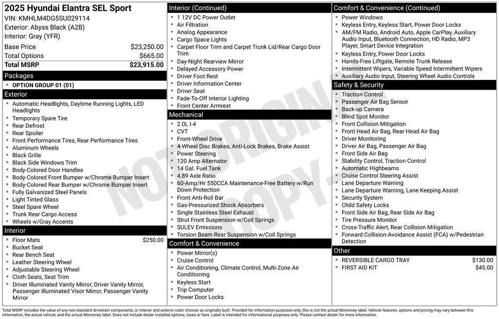 new 2025 Hyundai Elantra car, priced at $23,613