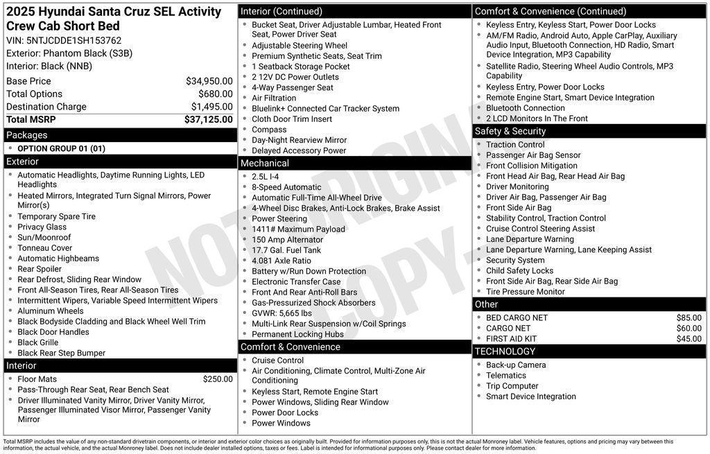 new 2025 Hyundai SANTA CRUZ car, priced at $34,108